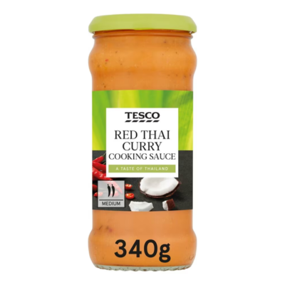 Tesco red thai curry cooking sauce 340g - Brit Box Philippines